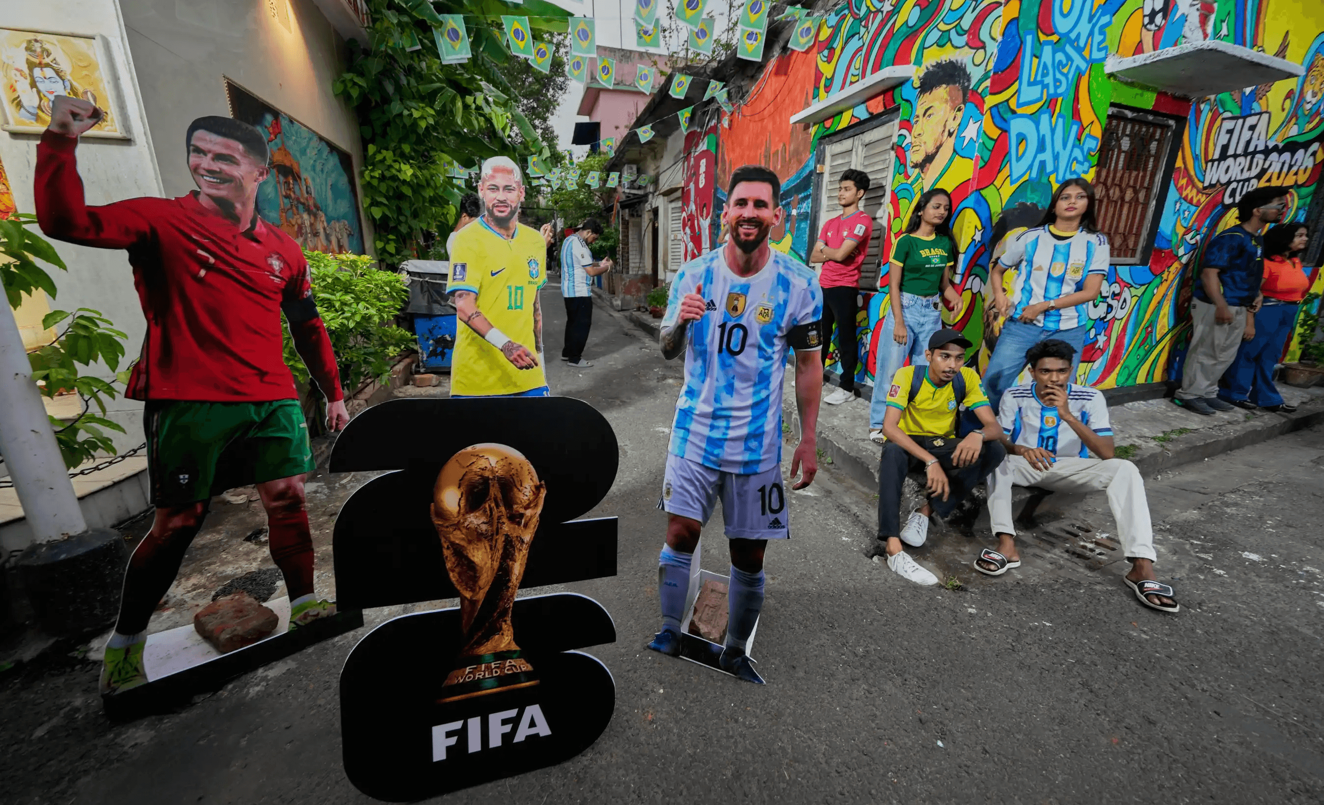 Football fans celebrating during World Cup 2026 tournament